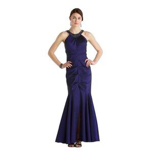RM Richards Y2K Halter Mermaid Prom Dress Sz 6 NWT Royal Blue Satin‎ Embellished